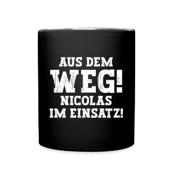 Nicolas Lustiger Spruch Vorname Name Nicolas - Tasse einfarbig - Schwarz - Vorne