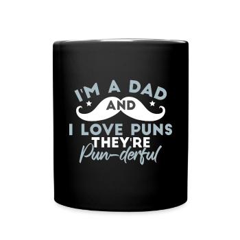 Ich liebe Wortspiele Männer Papa - Tasse einfarbig - Schwarz - Vorne