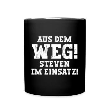 Steven Lustiger Spruch Vorname Name Steven - Tasse einfarbig - Schwarz - Vorne