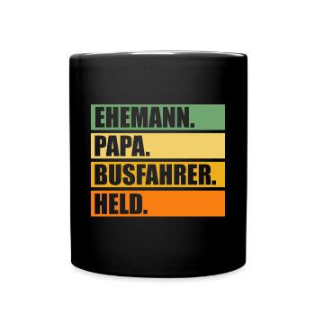 Papa Vater Bus Busfahrer - Tasse einfarbig - Schwarz - Vorne