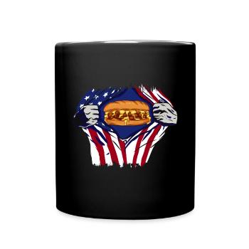 Independence Day American Flag Burger 4. - Full Colour Mug - black - Front