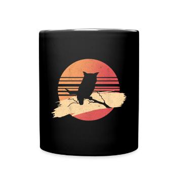 Retro Owl Birds Of Prey Nocturnal Bird - Tasse einfarbig - Schwarz - Vorne