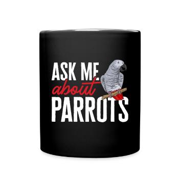 Graupapagei African Grey Parrot Papagei - Tasse einfarbig - Schwarz - Vorne