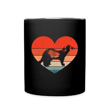 Funny Vintage Heart Weasel Retro Ferret Fan - Full Colour Mug - black - Front