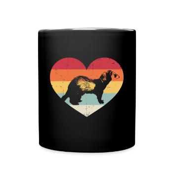 Cute Retro Weasel Vintage Heart Ferret Enthusiast - Tasse einfarbig - Schwarz - Vorne