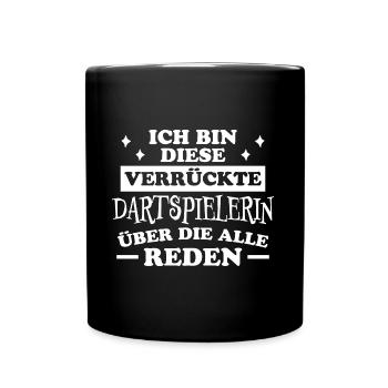 Dartspielerin Spruch Darts Dartspielerin Geschenk - Tasse einfarbig - Schwarz - Vorne
