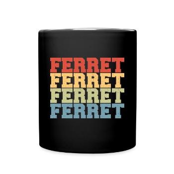 Weasel Retro Ferret Cute Vintage - Full Colour Mug - black - Front