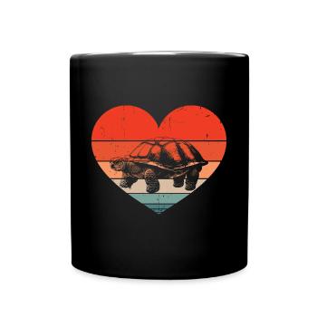 Vintage Heart Tortoise Lover Reptile Turtle Retro - Full Colour Mug - black - Front