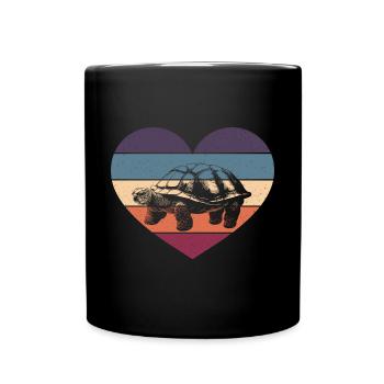 Vintage Heart Tortoise Enthusiast Retro Reptile Tu - Full Colour Mug - black - Front