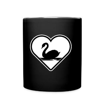 Cygne « Cygne dans le cœur » amoureux de la nature au Lac des Cygnes - Mug uni - noir - Devant