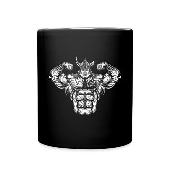 Muscle Viking Warrior Fitness Workout Design - Full Colour Mug - black - Front