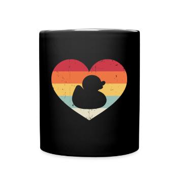 Vintage Heart Rubber Duck Duckling Duckie Retro - Tasse einfarbig - Schwarz - Vorne