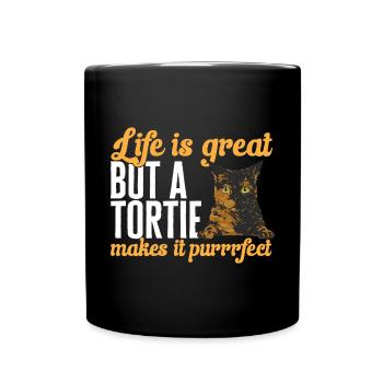 Schildpatt Katze Tortoiseshell Cat Tortie - Tasse einfarbig - Schwarz - Vorne