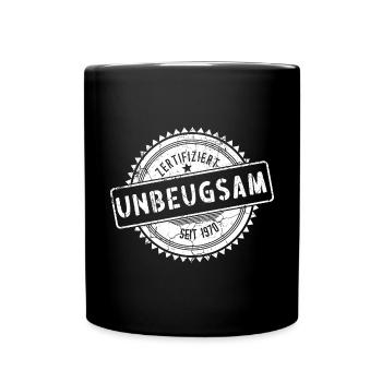Zertifiziert Unbeugsam Seit 1970 Slogan Stolz - Tasse einfarbig - Schwarz - Vorne