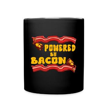 Powered by Bacon Funny Bacon Lover - Full Colour Mug - black - Front