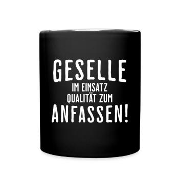 Gesellen Geselle Gesellenbrief Prüfung Handwerker - Tasse einfarbig - Schwarz - Vorne