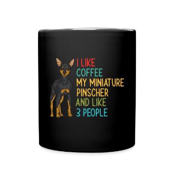 Miniature Pinscher Rehpinscher Min Pin Dog - Full Colour Mug - black - Front
