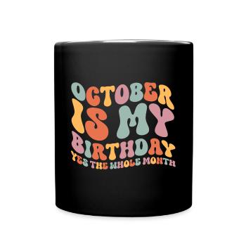 Oktober Geburtstag - Tasse einfarbig - Schwarz - Vorne