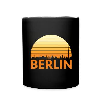 Vintage Berlin Cityscape Sunset Retro - Mug uni - noir - Devant