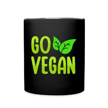 Go Vegan Design for proud vegans - Full Colour Mug - black - Front