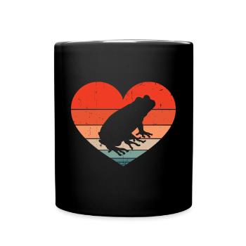 Retro Frog Herpetologist Vintage Heart Amphibian - Full Colour Mug - black - Front