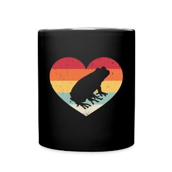 Vintage Heart Toad Herpetologist Frog Amphibian - Full Colour Mug - black - Front