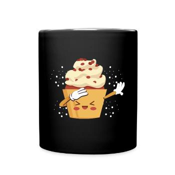Pastry Chef Baking Kids Cute Dabbing Cupcake - Full Colour Mug - black - Front