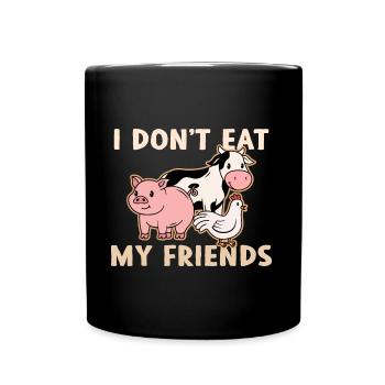 Friends of Chicken Pig Cow Design für Veganer - Tasse einfarbig - Schwarz - Vorne