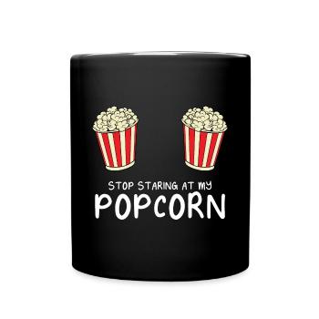 Soirée cinéma drôle Arrêtez de regarder mon pop-corn Cinem - Mug uni - noir - Devant