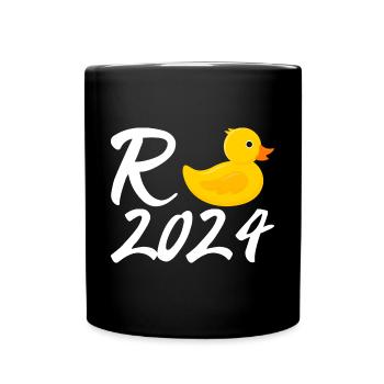 Rente 2024 Ente für Rentner Rentnerin Ruhestand - Tasse einfarbig - Schwarz - Vorne