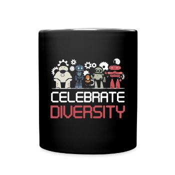 Funny Celebrate Diversity Robotics Droid Builder B - Full Colour Mug - black - Front