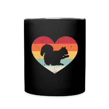 Forest Retro Squirrel Lover Animal Vintage Heart - Full Colour Mug - black - Front