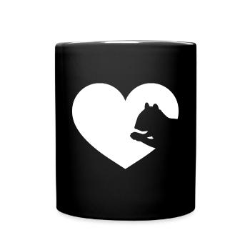 Forest Animal Cute Rodent Cool Squirrel Heart - Full Colour Mug - black - Front