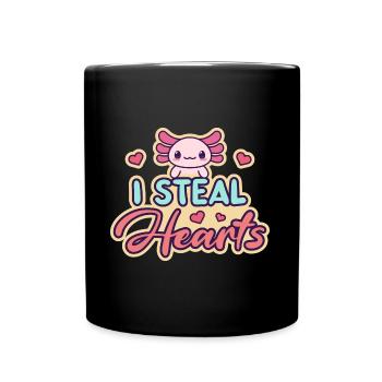 Herzklauendes Axolotl-Design für Axolotl-Liebhaber - Tasse einfarbig - Schwarz - Vorne