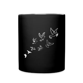 Weißer Taubenschwarm Design für Taubenliebhaber - Tasse einfarbig - Schwarz - Vorne