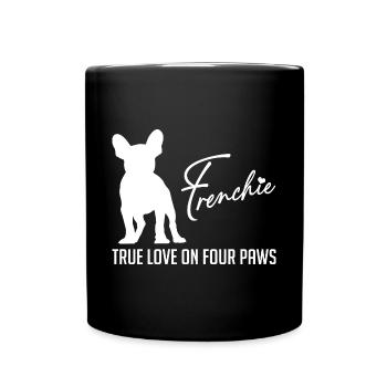 Frenchie amour sur quatre pattes - Mug uni - noir - Devant