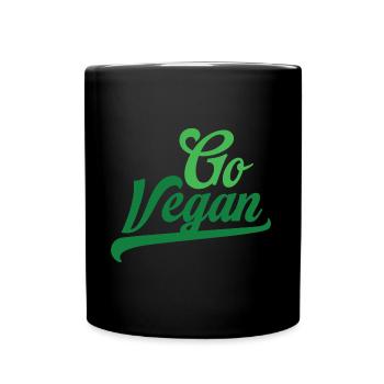 Go Vegan Design for Proud Vegans - Full Colour Mug - black - Front