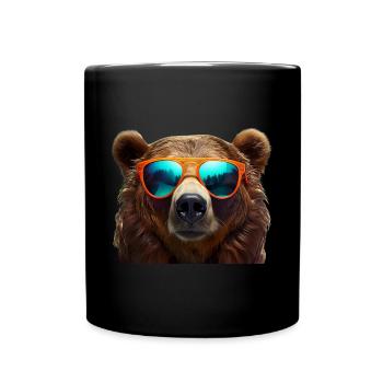 Lunettes de soleil ours - Mug uni - noir - Devant