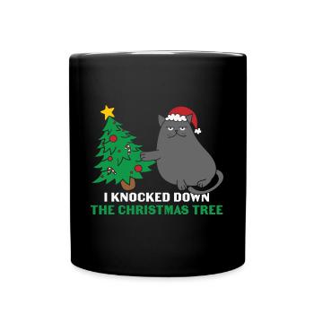 Katzen Geschenk- Weihnachten Geschenk Katze - Tasse einfarbig - Schwarz - Vorne