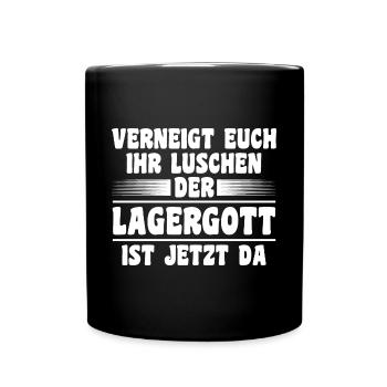 Lagergott Staplerfahrer Logistiker Lagerist Gabels - Tasse einfarbig - Schwarz - Vorne