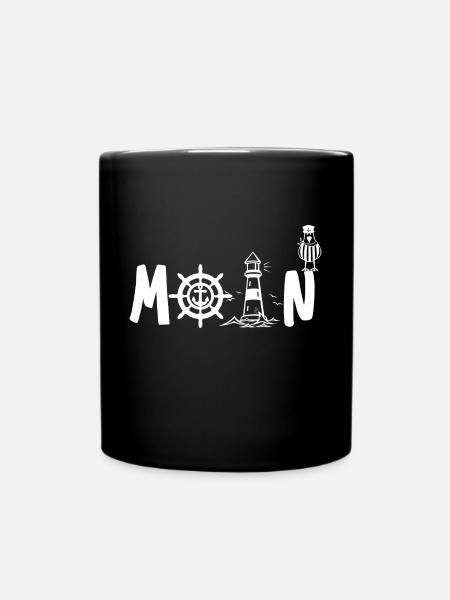 Maritimes MOIN Design Norddeutsche Begrüßung - Tasse einfarbig - Schwarz