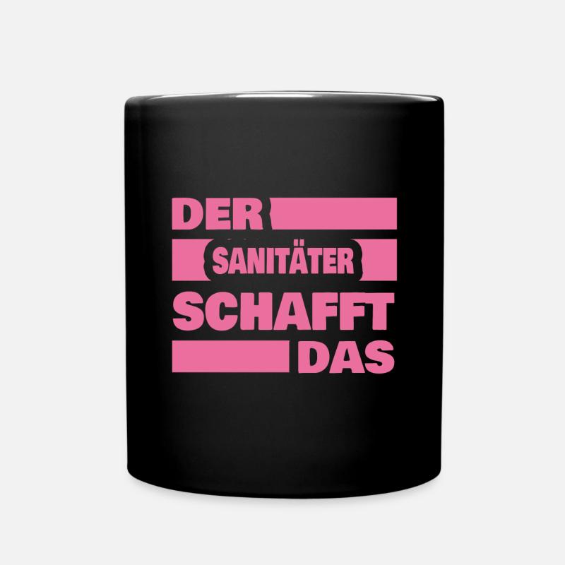 Sanitäter als Arbeit - Tasse einfarbig - Schwarz