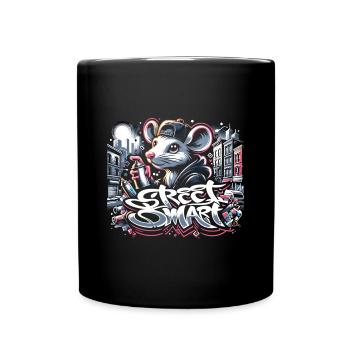 Ratte im Graffiti-Stil: Urban Street Vibes - Tasse einfarbig - Schwarz - Vorne