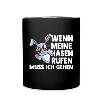 Kaninchen Hase - Tasse einfarbig - Schwarz - Vorne