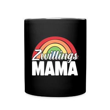 Mutter Mama von Zwillingen Zwillingsmama - Tasse einfarbig - Schwarz - Vorne