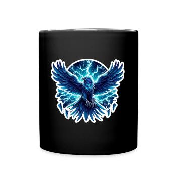 Raven Odin Viking Valhalla Thunder Lightning Norse - Full Colour Mug - black - Front