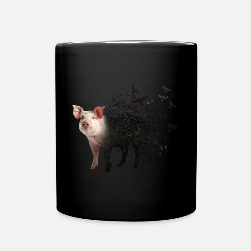 Schwein - Tasse einfarbig - Schwarz