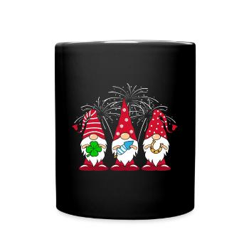 Gnome du Nouvel An avec feux d’artifice - Mug uni - noir - Devant