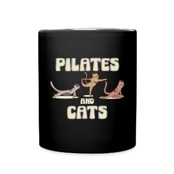 Pilates and Cats Relaxation Motif - Full Colour Mug - black - Front