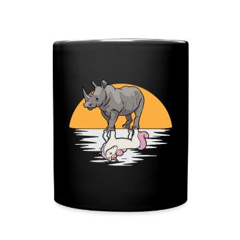 Nashorn Rhino Einhorn - Tasse einfarbig - Schwarz - Vorne